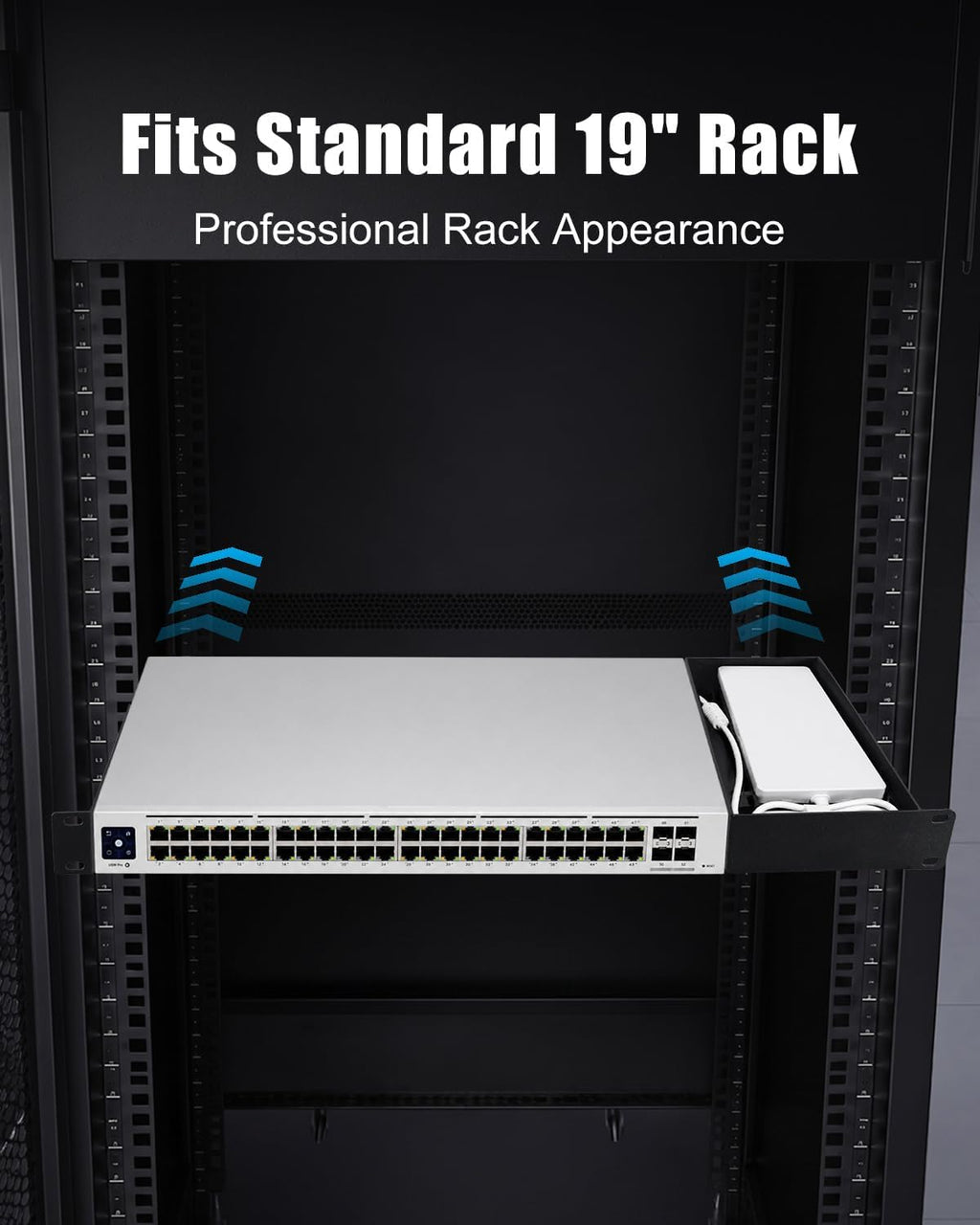 19 Inch 1U Rack Mount Fit for UniFi Switch Pro Max 16 PoE, Metal Shelf Tray - Image 4