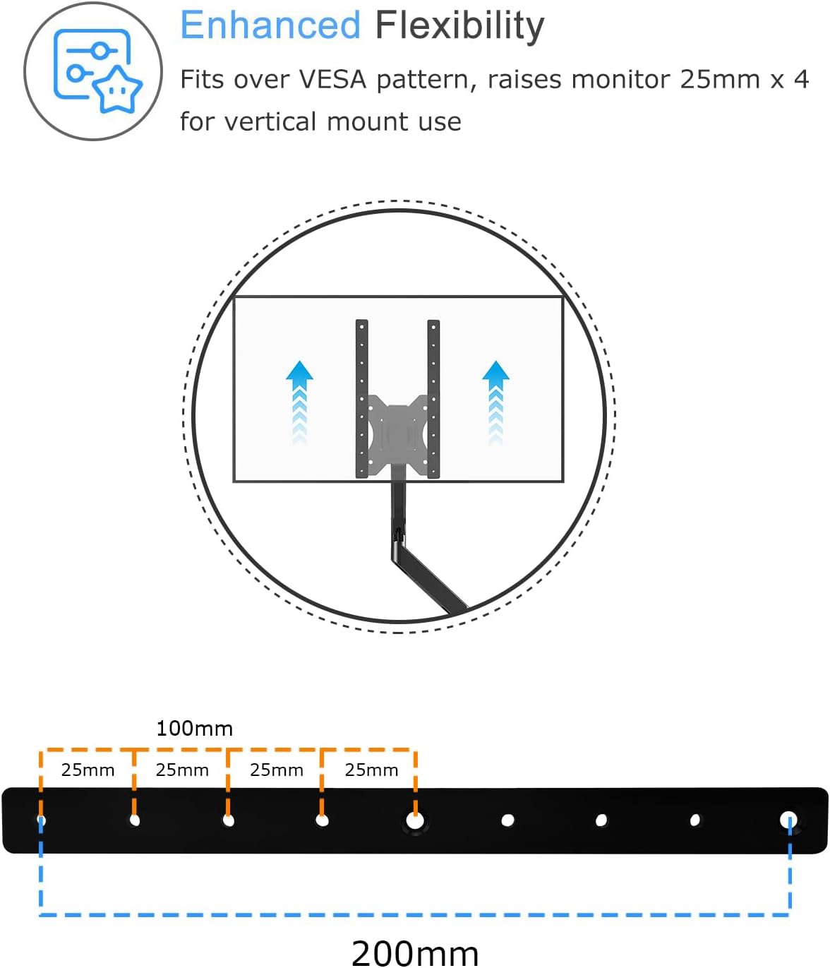 IFCASE Steel VESA Extension Plate for Monitor Wall Mount, 75mm & 100mm - Image 4
