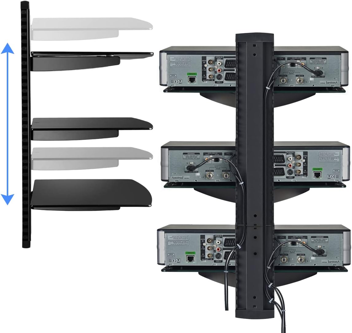 Suptek Glass TV Wall Mount with DVD Shelf and PS4 Support, 3-Tier CS303 - Image 4