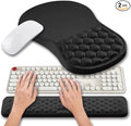 Hokafenle 2 in 1 Ergonomic Mouse Pad Wrist Support & Wrist Rest for Computer Keyboard Set, with Relieve Carpal Tunnel Pain Massage Bulge and Full Memory Gel Design (2In1 Set, Black) by Hokafenle