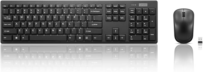Lenovo 100 Wireless Keyboard and Mouse Combo – Cordless Set with Spill Resistant Quiet Keys – 3-Zone Keyboard - Ambidextrous Mouse – Compact Design – Wireless USB -Black by Unknown