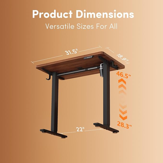 FEZIBO Standing Desk 32 × 19 Inch Electric Height Adjustable, Black Walnut | Sit and Stand Up Adjustable Desk, Home Office Computer Desk with 3 Customizable Memory Presets - Image 3