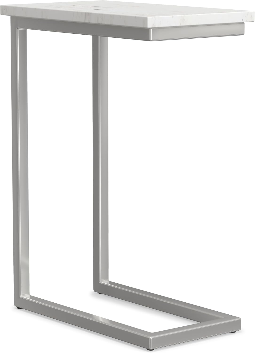 SIMPLIHOME Skyler 10" Wide C-Side Table in Silver/White - Image 6