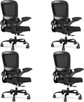 TRALT Office Chair - Ergonomic Desk Chair with Adjustable Lumbar Support, Mesh Computer Chair, Executive Chairs for Home Office Comfortable Lumbar Support Black Pack of 4 by TRALT