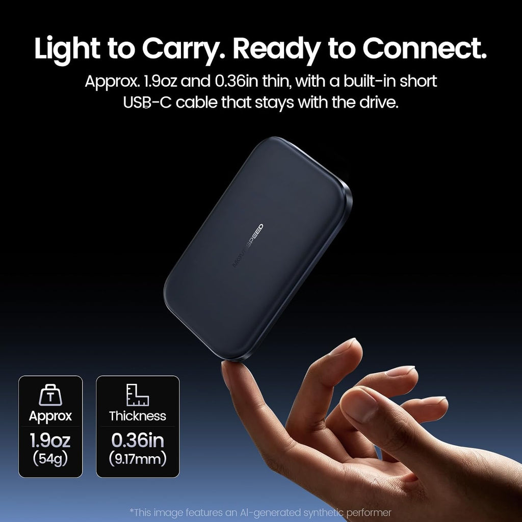 MOVE SPEED 1TB SSD External Hard Drive USB 3.2 Gen 2x2 Up to 1000MB/s Magnetic External SSD with Type C Cable for ProRes 4K Video iPhone 17/16/15, Android Phone, Windows, Mac - Image 2