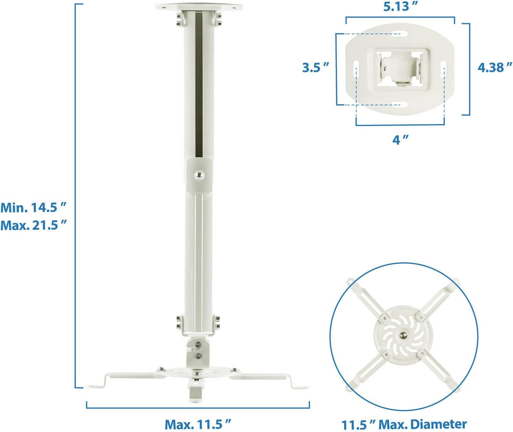 Mount-It! Ceiling Projector Mount, Adjustable 14.5-21.5", 30 lbs - Image 6