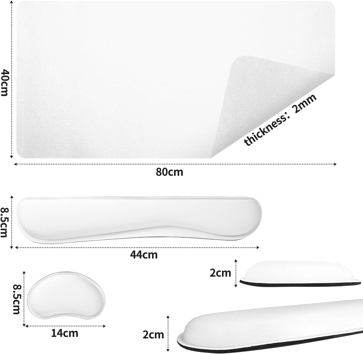 Leather Desk Pad and Keyboard Wrist Rest, Large Mouse Pad + Keyboard Pad+Mouse Wrist Support, Non-Slip Desk Mat Protector for Office, Home (35.4×15.7 Inches,White) - Image 3