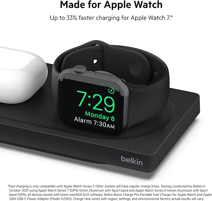 Belkin MagSafe 3 in 1 Wireless Charging Pad, Fast Charger (Renewed) | Apple Watch, iPhone 17/16/15/14, AirPods compatible, fast charging, certified refurbished, multi-device, Magnetic - Image 6