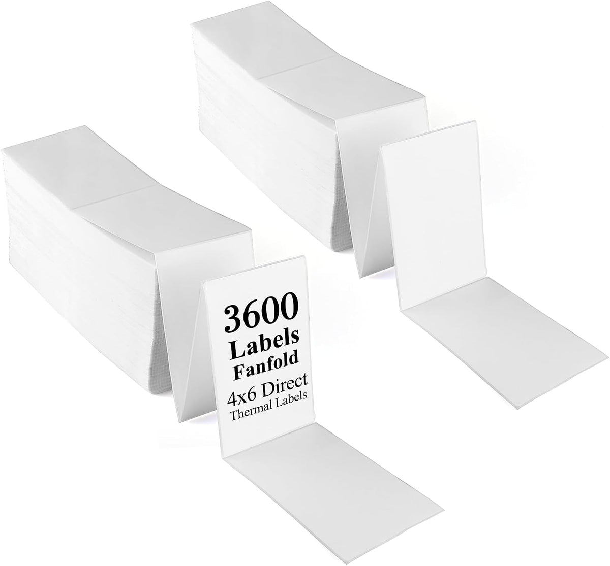 LotFancy 4x6 Thermal Labels, 3600 Shipping Labels Fanfold, 2 Stacks (1800 PCS per Stack), Perforated Mailing Postage Label, Permanent Adhesive, Address Label Compatible with Zebra, Rollo, Munbyn by LotFancy