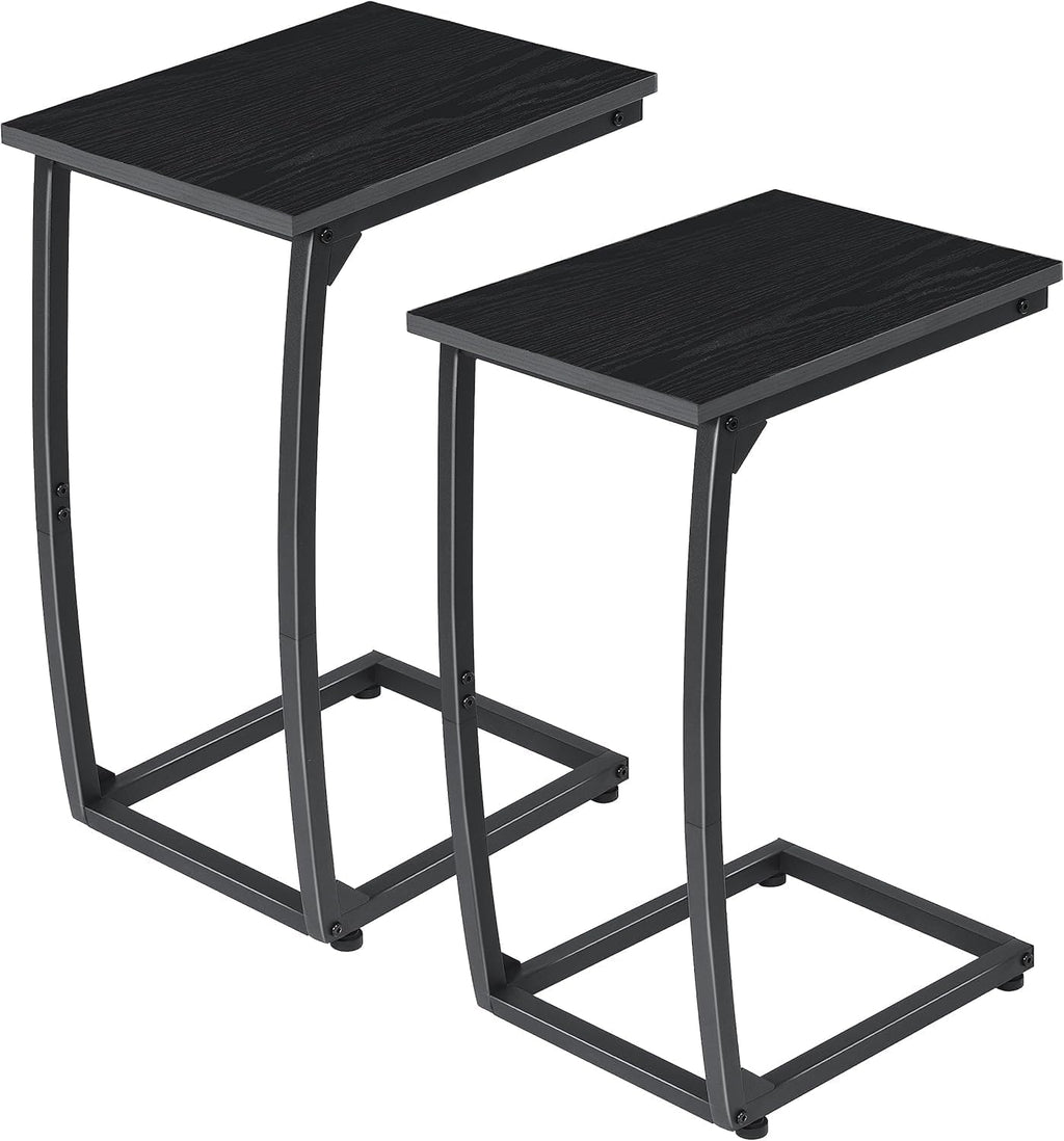 C Shaped End Table Set of 2,Side Table for Couch,Curved Support Legs, Slide Under Couch Table for Sofa, TV Tray Table for Living Room Bedroom(Black) by LAKEMID