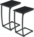 C Shaped End Table Set of 2,Side Table for Couch,Curved Support Legs, Slide Under Couch Table for Sofa, TV Tray Table for Living Room Bedroom(Black) by LAKEMID