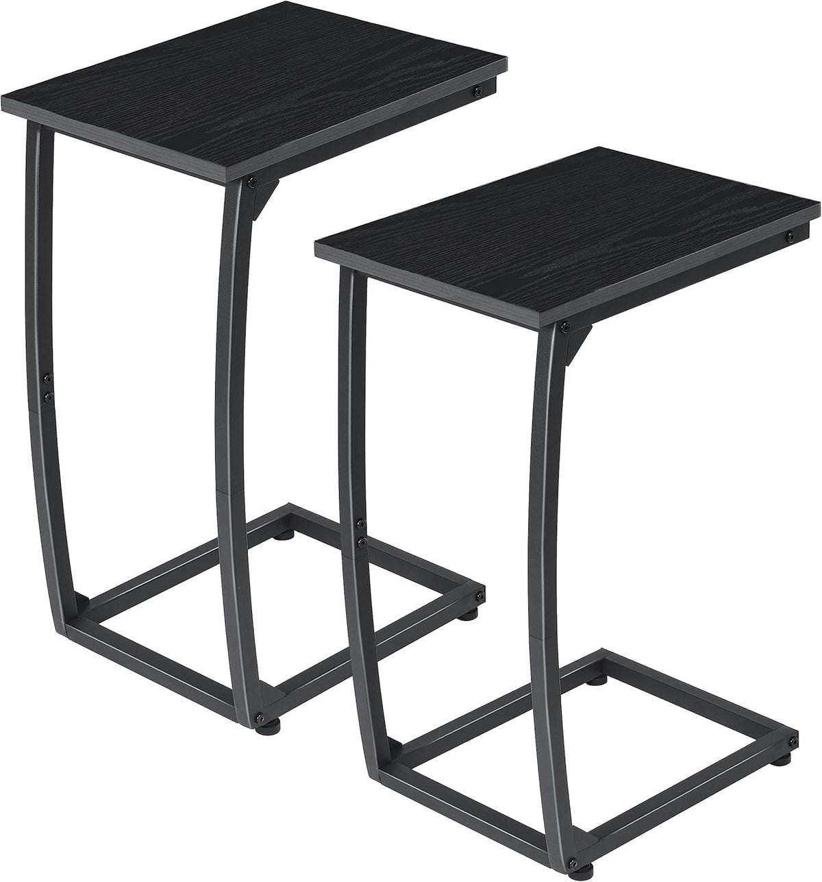 C Shaped End Table Set of 2,Side Table for Couch,Curved Support Legs, Slide Under Couch Table for Sofa, TV Tray Table for Living Room Bedroom(Black) by LAKEMID