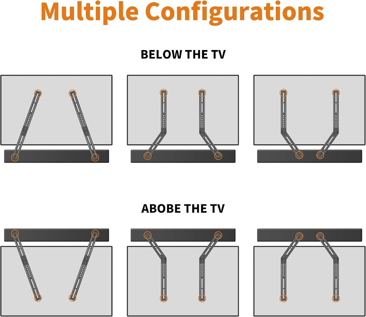 Universal Sound Bar Mounts Fits Most 23 to 65 Inch TVs Soundbar TV Mount Bracket Above or Under TV, up to 22 lbs SBR302 - Image 5