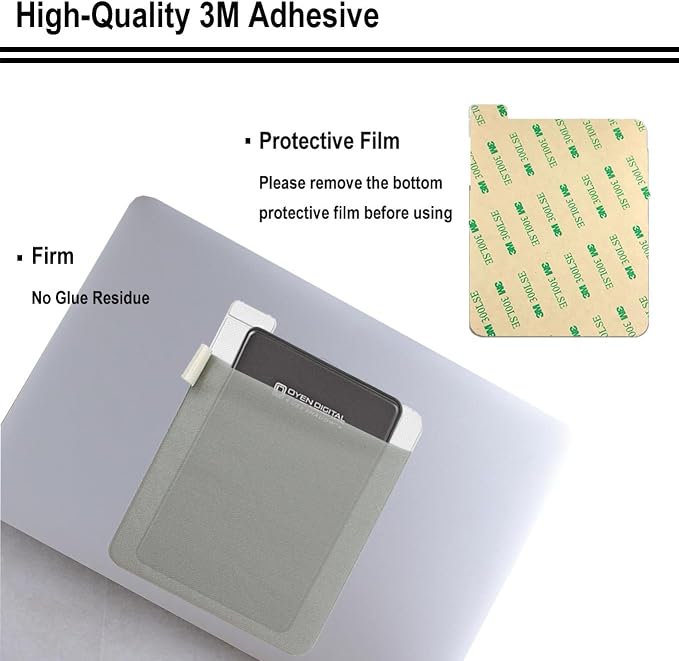 Portable External Hard Drive Carrying Case Sleeve Storage for Laptop, Reusable Adhesive Stick On Holder for Computer Accessories Wireless Mouse/Earphones/USB Cable,Travel Pocket Pouch - Image 4