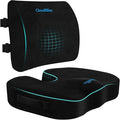 CloudBliss Ergonomic Seat Cushion & Lumbar Support Pillow Set, Black,Large | Back Pain & Sciatica Relief, Memory Foam Support, Adjustable Straps, Machine Washable Velvet, Perfect for Office, Car, Gaming by CloudBliss