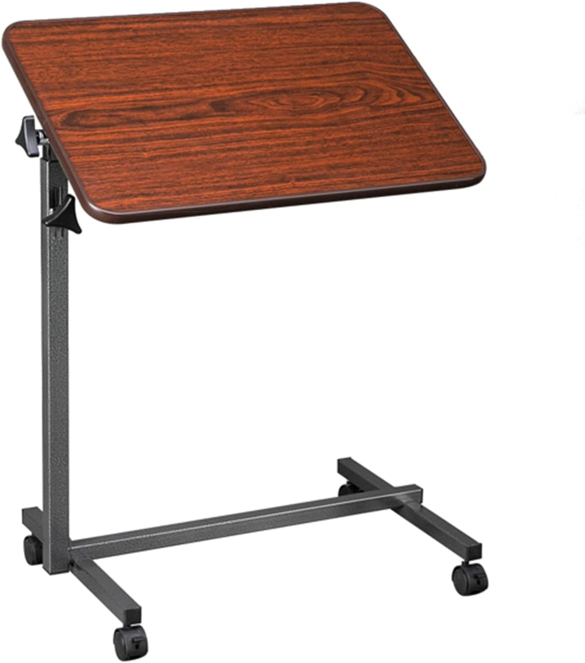 Overbed Table, Bed Table Bedside Table Lap Desk Overbed Table with Auto-Touch Adjustable Height and Wheels, Fits Over Beds and Bedside (Brown) - Image 4