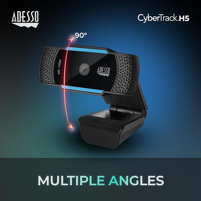 Adesso Cybertrack H5 1080p HD Webcam, Black | USB Autofocus, Microphone, 1920 Pixels X 1080 Pixels, 2.1 Mpixels - Image 8