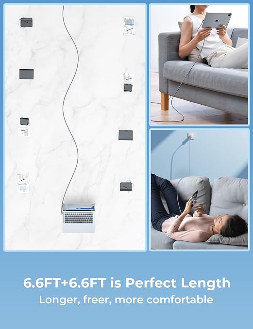 AINOPE 240W USB C to USB C Cable Fast Charging 6FT,Right Angle Fast Type C Charging Cable Fits iPhone 16 Pro Max Plus,iPhone 15,MacBook Air/Pro,iPad Pro,Samsung,Pixel,All Devices, Grey,Red 2Pack - Image 2