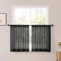 Black Short Sheer Cafe Kitchen Curtains 36 Inch Length 2 Panels Set | Half Curtains for Living Room Bedroom Basement Bathroom Small window, Sheer curtain over sink, Rod Pocket, Each 42"W x 36"L by OWENIE