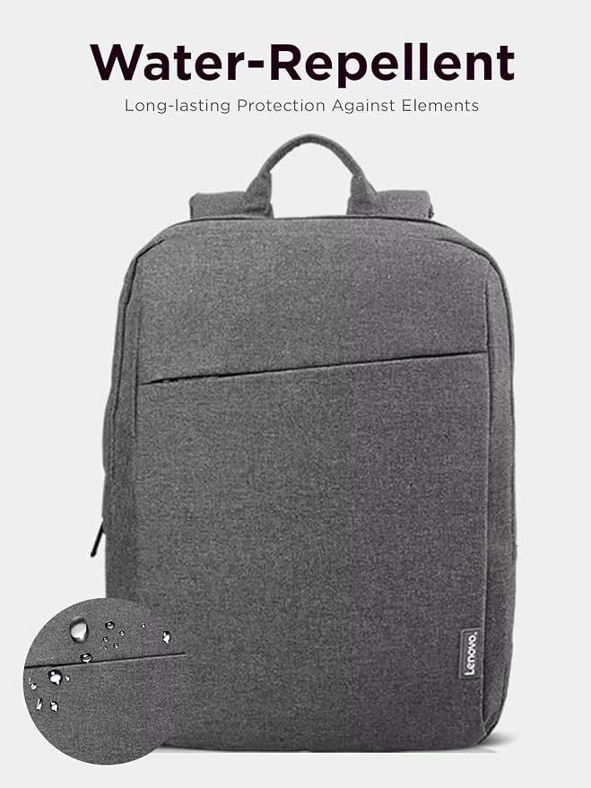 Lenovo Casual Laptop Backpack B210 - 15.6 inch - Padded Laptop/Tablet Compartment - Durable and Water-Repellent Fabric - Lightweight - Grey - Image 5