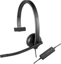Logitech H570e Wired Headset Mono Headphones with Noise Cancelling - Black | In-line controls, mute button, indicator LED, compatible with PC, Mac, and Laptop by Unknown