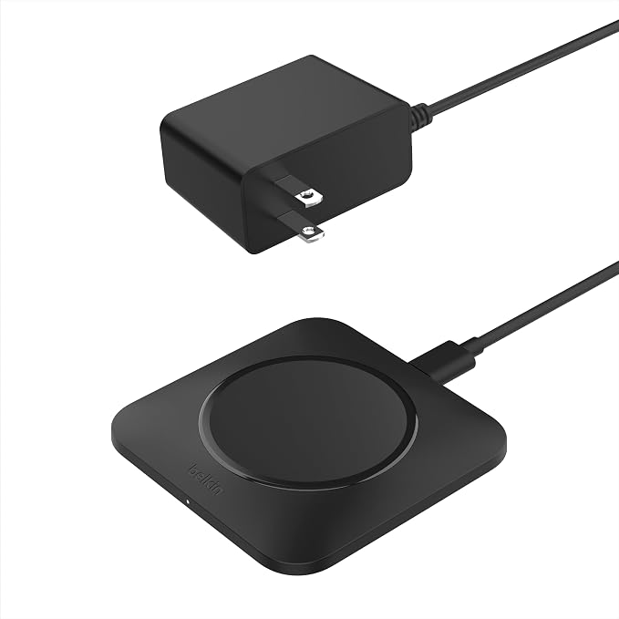 Belkin 15W Wireless Charging Pad, Compact Qi Charger for iPhone, Galaxy | Easy-align non-magnetic design, iPhone, Samsung Galaxy, AirPods Pro compatible, Qi-enabled device charger by Unknown