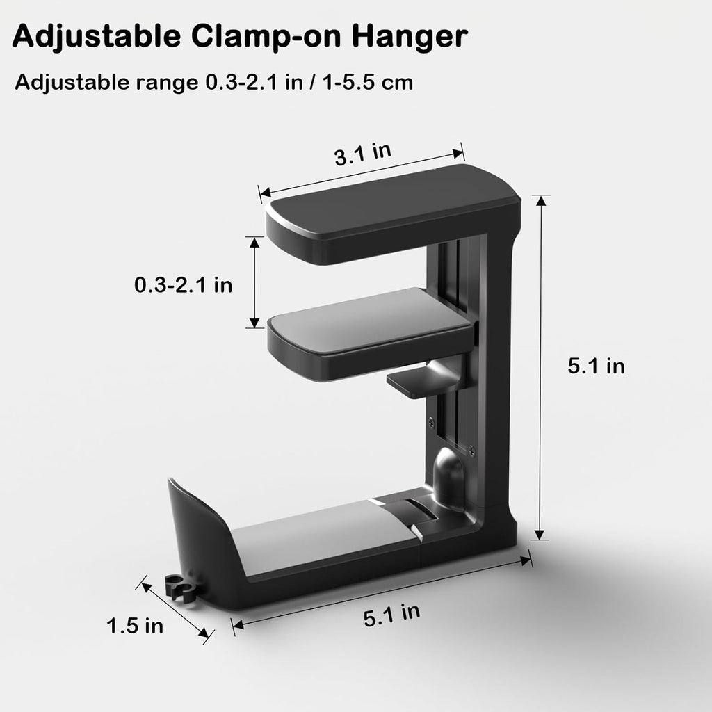 Headphone Hook - Adjustable Clamp-on Headphone Holder (Black_2 Pack) - Image 7