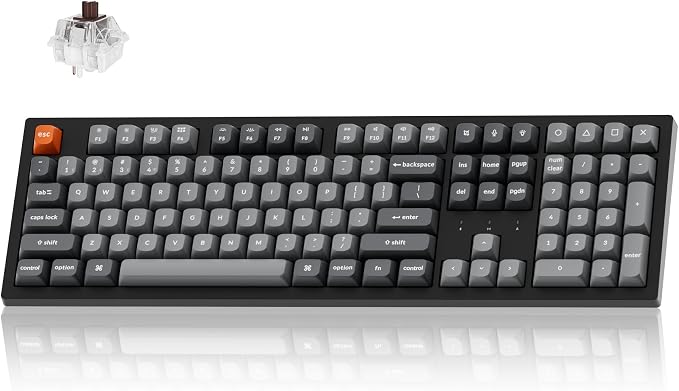 Keychron K10 Max QMK Wireless Custom Mechanical Full-Size Keyboard | 2.4 GHz Wireless & Bluetooth with Hot-swappable Apex Brown Switch Compatible with Mac Windows Linux - Black by Keychron