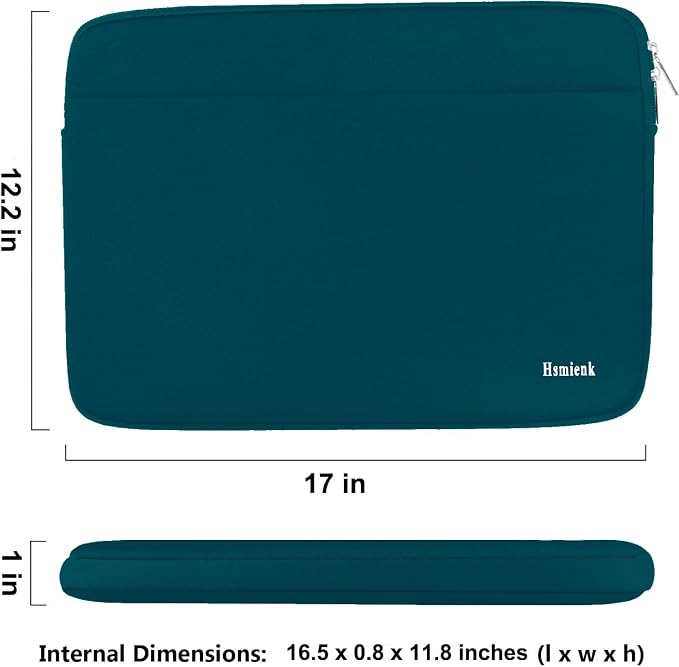 Laptop Sleeve Case 17 Inch, Shockproof Protective Notebook Case with Accessory Pocket, Briefcase Carrying Bag Compatible with 17-17.3 Inch Laptop, Computer, Notebook, Cyan Color - Image 3