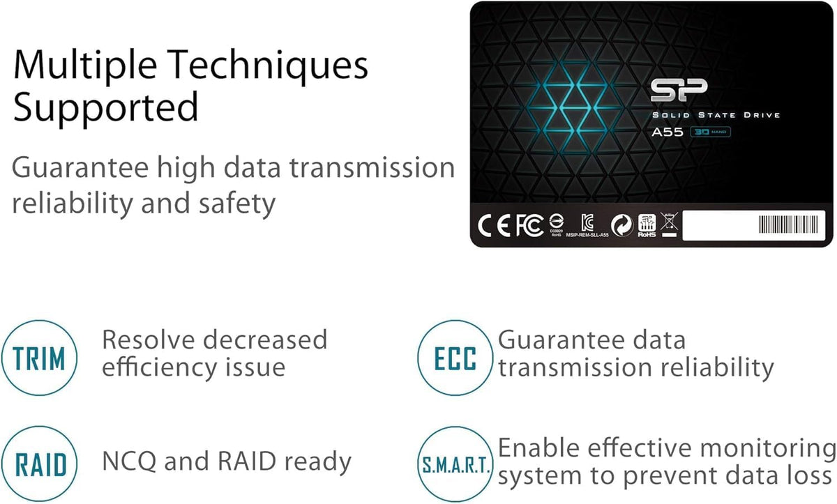 Silicon Power 1TB SSD 3D NAND A55 SLC Cache Performance Boost SATA III 2.5" 7mm (0.28") SSD Internal Solid State Drive (SU001TBSS3A55S25EC) - Image 7