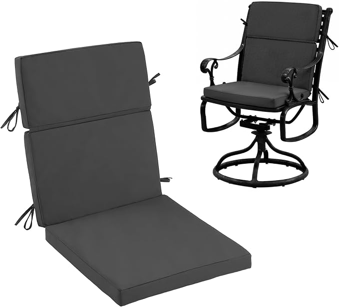 High Back Patio Chair Cushions, 21x20 Waterproof & Fade-Resistant Outdoor Dining Chair Cushions, Indoor/Outdoor High Back Cushion, Seat Pad for Glider and Lawn Chair, Dark Grey by Zonamat