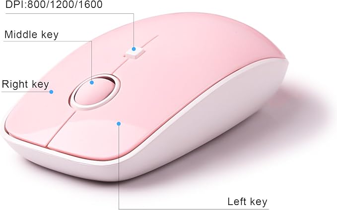 Pink Wireless Keyboard and Mouse Combo,Cute Typewriter Style,for Long Nails | Bubble Round Keys,Ergonomic Computer Keyboard,ASMR Clicky Sound,2.4Ghz USB Receiver,Full Size with Number for PC Laptop - Image 3