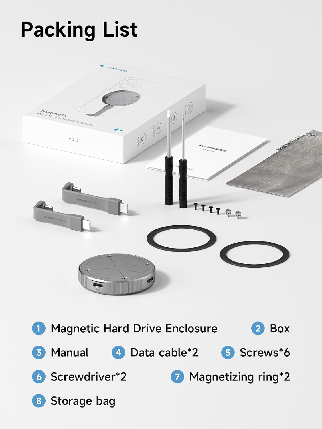 Hagibis Magnetic M.2 2230 NVMe SSD Enclosure with Magsafe for iPhone 17 16 15 Pro Max ProRes, USB C 3.2 Gen2 10Gbps to NVMe Adapter, Aluminum External SSD Case for MacBook, iPad Pro, Android (MC100) - Image 9