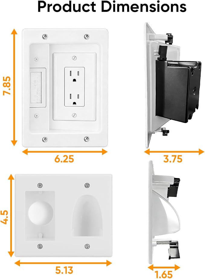 FORGING MOUNT in-Wall Cable Management Kit or Power & Low Voltage Cords, Cord Hider for Wall Mount TV with AC Outlets, Includes 6ft Extension Cord, Drywall Hole Saw Attachment,Drill Templates - Image 3