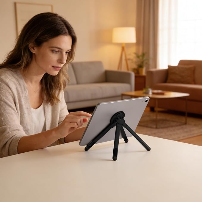 3-in-1 Foldable Magnetic Phone Tripod Stand, Portable Aluminum Alloy Adjustable Holder for Tablet, Laptop MacBook Pro/Air 10–16", Magnet Phone Mount Compatible with MagSafe iPhone Android - Image 7