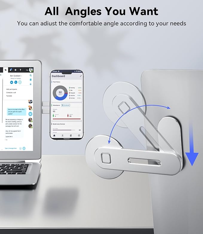 CloudValley Magnetic Laptop Phone Holder for iPhone 17/16/15/14/13 MagSafe | Adjustable Phone Monitor Side Mount, Slim Portable Foldable Computer Expansion Bracket, Silver - Image 5