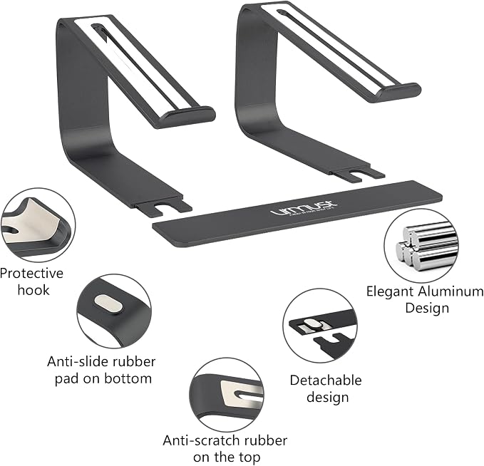 Laptop Stand for Desk, Black, Up to 15.6" Laptop | Ergonomic Computer Stand Riser Holder for MacBook Air Pro, Dell, HP, Lenovo, Samsung, Alienware - Image 3