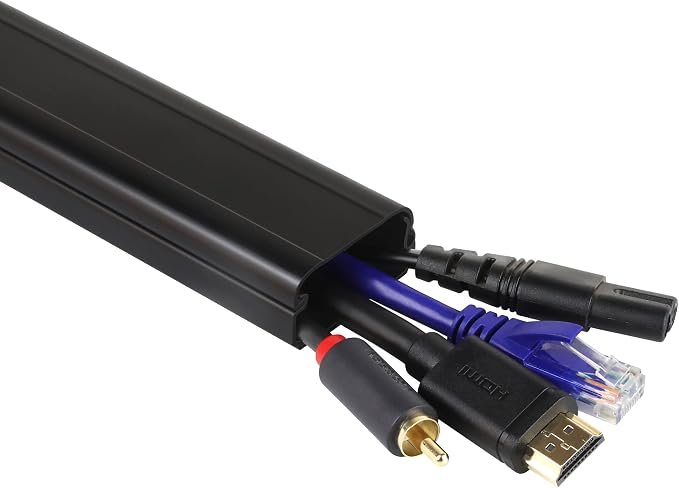 ZhiYo TV Cord Cover for Wall, 32 inch Cable Concealer, Cord Hider for Wall Mounted TV, Paintable Wire Cover to Hide Wires, Black Cable Raceway Kit, 2X L15.8in W1.5in H0.75in - Image 5