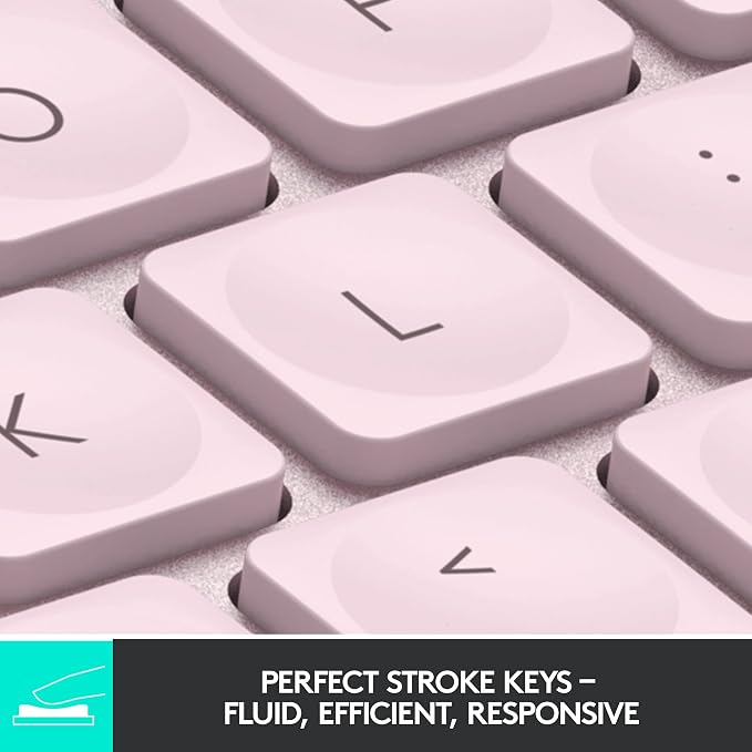 Logitech MX Keys Mini Minimalist Wireless Illuminated Keyboard - Rose | Minimalist, wireless, illuminated, compact, backlit, USB-C, compatible with macOS, iOS, Windows, Linux, Android, metal build - Image 2