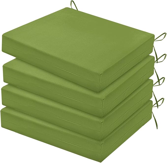 HARBOREST Outdoor Chair Cushions Set of 4, Water Resistant Patio Chair Cushions with Ties, Outdoor Seat Cushions for Patio Furniture, 17"x16"x2", Grass Green by HARBOREST