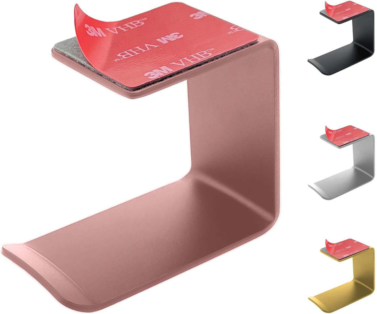 Aluminum Under-Desk Headphone Hanger with Strong Adhesive (1 Pack, Pink) by Mt.Jun