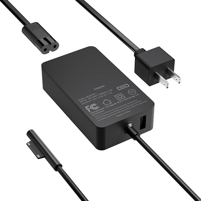 65W Charger Compatible with Microsoft Surface Pro 11, 10, 9, 8, 7+, 7, 6, 5 | Fast Charging for Surface Laptop 7/6/5/4/3/2/1/Studio, Go 4/3/2/1, Book 3/2/1, Support 44W 36W, 10FT by MARSDOCK