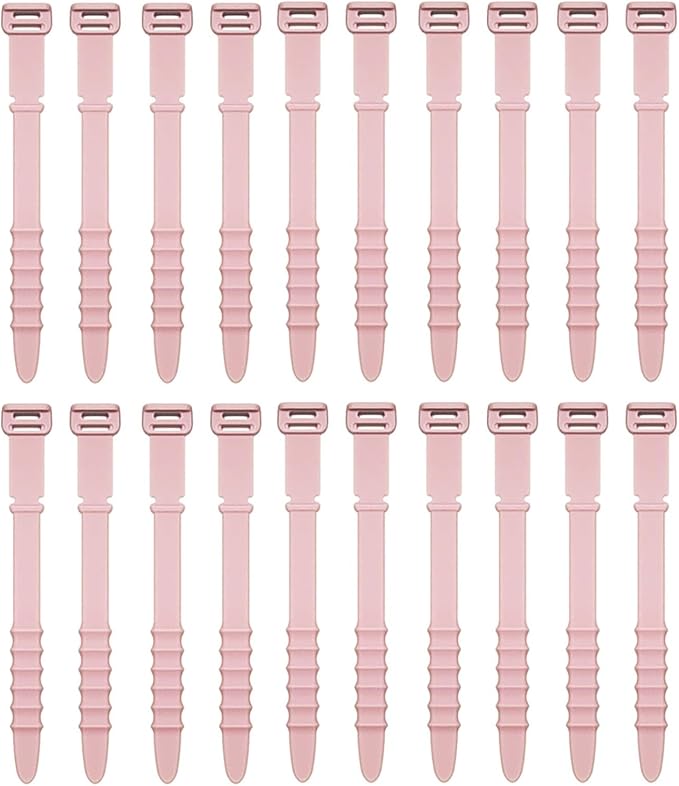 Reusable Silicone Zip Ties Cord Organizer: Silicone Cable Ties Straps for Cable Management - 20PCs 4.5” Pink Elastic Wire Cord Organizer for Home Office and Travel - Image 7
