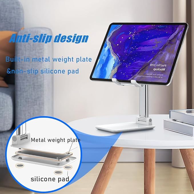 Phone Stand for Desk, Cell Phone Holder Cute Smart Cellphone Stand Foldable Stands Compatible with Under 8" Devices, Office Accessories, Pink - Image 2