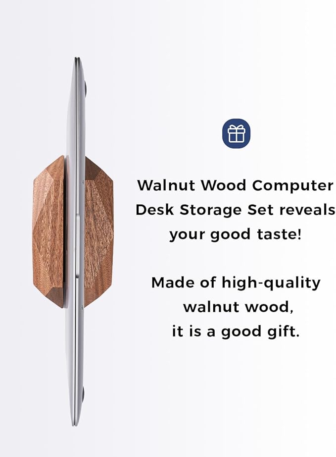 Adjustable Vertical Laptop Stand, MacBook Holder with Wood, Wooden Laptop Stand, Vertical Laptop Holder for Desk, Width Adjustable Dock Fits All MacBook/Surface Pro - Image 6