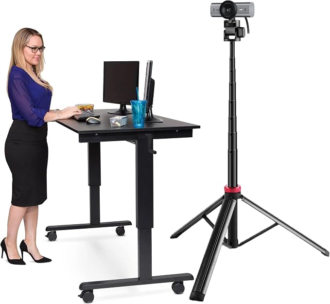 80'' Webcam Floor Tripod Stand Holder for Logitech C920x/MX Brio 4K/C922x/C930e/Brio 501/StreamCam Webcams/iPhone 17 16 15 14/Samsung S26 S25 S24 S23 Smartphone,Compatible with Gopro Action Cameras - Image 2