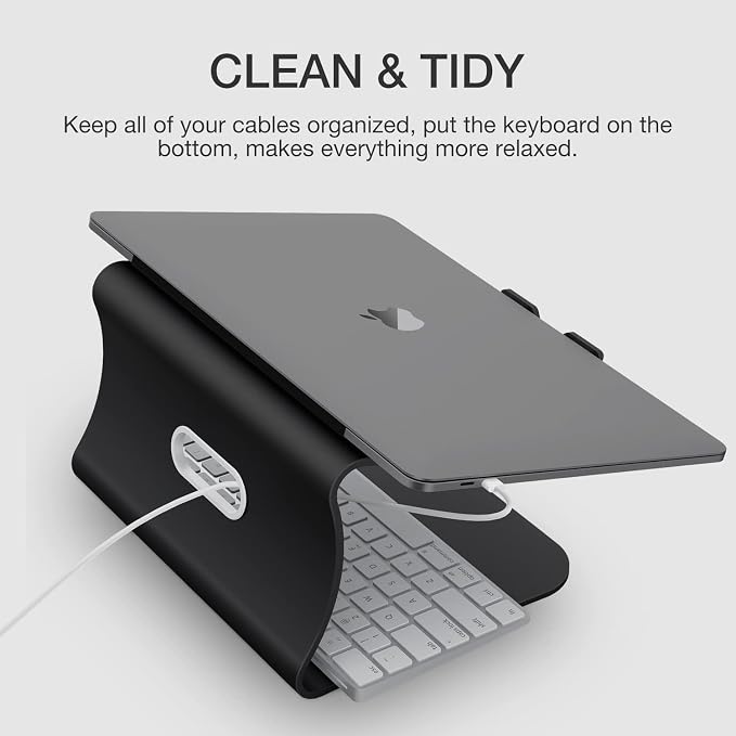 Laptop Stand, Aluminum Notebook Holder Riser Heat-Vent for MacBook Air/Pro, Dell, HP, Lenovo, Microsoft Surface, Samsung 11-16 inches Notebook (Black) - Image 3