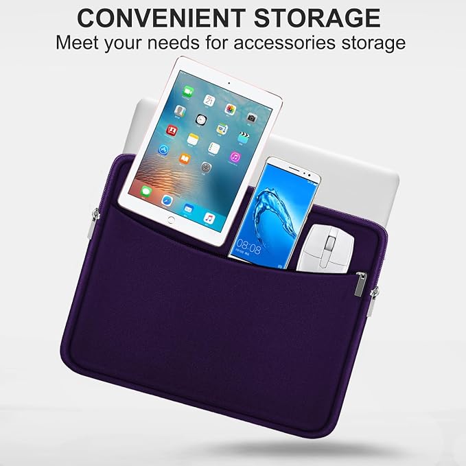 Laptop Sleeve Case 15.6 inch, Shockproof Protective Laptop Cover Carrying Computer Bag with Accessory Pocket Portable Computer Sleeve Compatible with HP, Dell, Lenovo, Asus, Dark Purple - Image 2