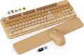 Wireless Keyboard and Mouse Combo, Cute Typewriter, Magnetic Wrist Rest | Full-Size, Round Keycaps, Smart Sleep Mode, 2.4GHz Stable Connection for Mac/Windows/PC, Office or Home, Trueque CK24 by Trueque