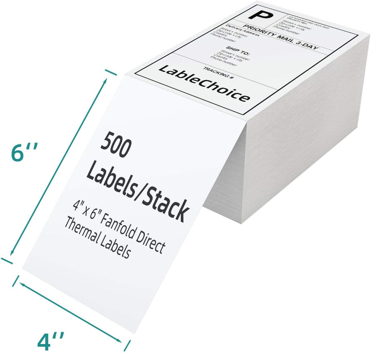 2000 Labels 4 x 6 3-Proof Commercial Grade Fanfold Direct Thermal Labels Compatible with Zebra, Rollo, Munbyn, 4 Stacks White Perforated Permanent Strong Adhesive Mailing Shipping Labels - Image 2